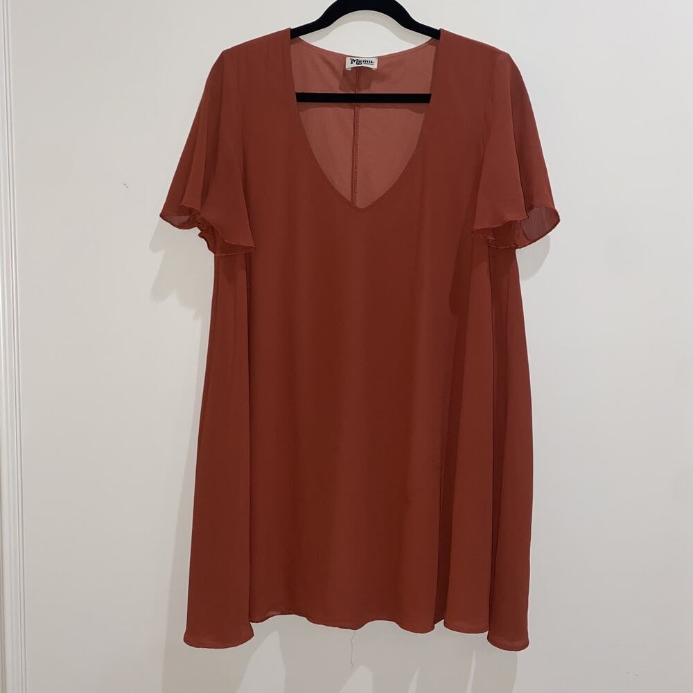 SHOW ME YOUR MUMU Chiffon Fall Autumn Orange Kylie Mini Dress Size M Boho Flowy